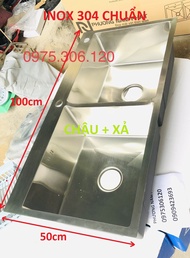 LOẠI CHẬU SIZE LỚN 100X50cm Chậu Rửa Chén Bát 100% INOX 304 N4 10050 NA.GRAND và và Xả Chậu bồn rử