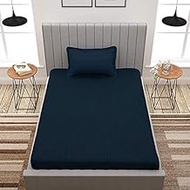 Tript Elastic Fitted Glace Cotton Single Bed (72x48 inches Upto 6 Inches) bedsheet with 1 Pillow Cov