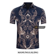 KEMEJA Original Batik Shirt With Short MANUNGGALING Motif, Men's Batik Shirt For Men, Slimfit, Full Layer, Short Sleeve