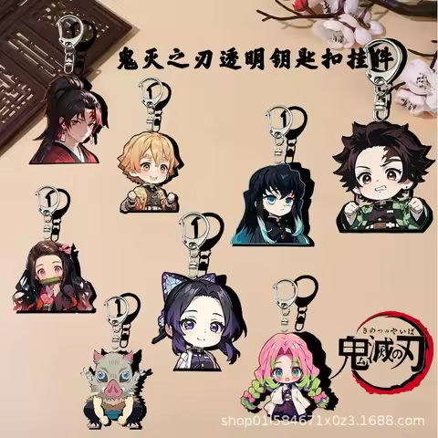 Demon Slayer Anime Acrylic Keychain Nezuko Mitsuri Kanroji Muichiro Tokito Double Sided Transparent 