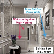( SABAH ) 3Meter DIY WallSkirting Wainscoating Wainscoting Bingkai Chair Rail Skirting PVC Glossy Premium