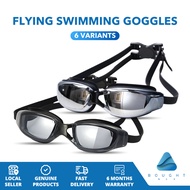 Myopia Swimming Goggles - Waterproof, Anti-Fog, Large Frame, 200-600 Degrees, Transparent Black, Dur