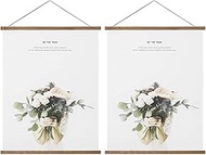 Miaowater 2 Pack Magnetic Poster Frame Hanger,36x24 36x48 36x12 Light Wood Wooden Frames Hangers for