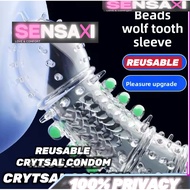 SENSAXI Glow-Dot CRYSTAL Condom Reusable Kondom Sarung Berduri Tebal Condom berduri Cincin Condom Ex