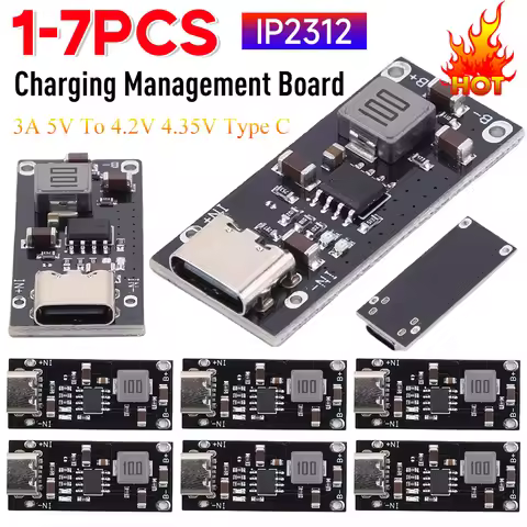 1-7PCS IP2312 Charging Management Board 3A 5V To 4.2V 4.35V Type C Power Supply Module Board with In