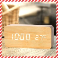 其他品牌 - 竹木智能溫度LED鐘 書桌鬧鐘
