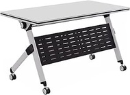 YVYKFZD Folding Conference Table, Rolling Meeting Tables, Mobile Flip Top Training Table with Wheels