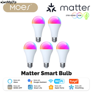 ◐¤MOES Tuya Smart Matter WiFi/Zigbee 14W LED Bulb E27 Music Sync Functional 16M RGB Scenarios Light