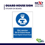 Please Register At Guard House Sign | Sticker on Board
