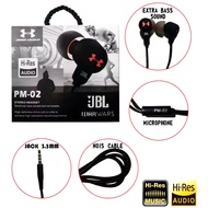 ORIGINAL 100% HIGH QUALITY handsfree Hedset BASS JBL PM-02 PM02 Bass Quality Bass Jernih Nyaman Jack 3.5mm bisa untuk semua merk hp