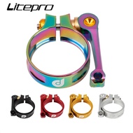 Litepro Bicycle Seatpost Clamp Folding Bike Aluminum Alloy CNC 41mm Seat Post Clamps For 33.9mm Seat Post Fnhon 30.5g
