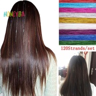 <Honeyba> 120 Strands Hair Tinsel Silk Hair Flare Strands Glitter Rainbow Hair Decor