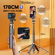 (178cm) Skytime TR16 Tongsis Tripod Bluetooth Remote 178cm Aluminum Alloy 4 Feet Anti-Rust Multifunc