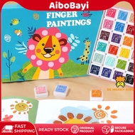 【24H】12&24 Colors Finger Painting Art Kit Set  Stamp Pad/DIY Art Craft Kid Coloring Book/Washable Fi