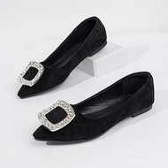 Women's Buckle Decor Flat Shoes, Elegant Point Toe Slip On Shoes, Lightweight & Comfortable Shoes
