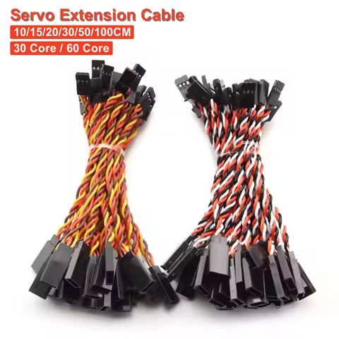 10PCS 10/15/20/30/50/100cm Anti-interference Servo Extension Cable 30 / 60 Core for Futaba JR Servo 