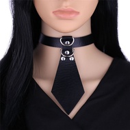 Tie Women Necktie Leather Choker Necklace Bondage Cosplay Party Collar Gothic Black Belt Punk Rock Accessories