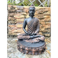 Meditation Buddha In Serene Dhyana Mudra Pose With Matte Black and Antique Bronze Finish 13"inch