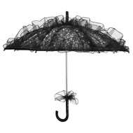 Wedding Dress Bride Black Parasol Victorian Decor Lace Umbrella