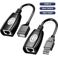 USB Extender Over RJ45 Cat 6/5/5e Adapter 50M USB To RJ45 LAN Extension Extender Adapter USB Male To
