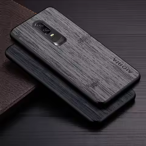 Case for Oneplus 6 6T 7 7T Pro funda bamboo wood pattern Leather phone cover Luxury coque for Oneplu