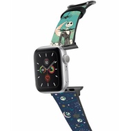 迪士尼傑克史克林頓怪誕城夜十字壓紋牛皮Apple Watch真皮錶帶