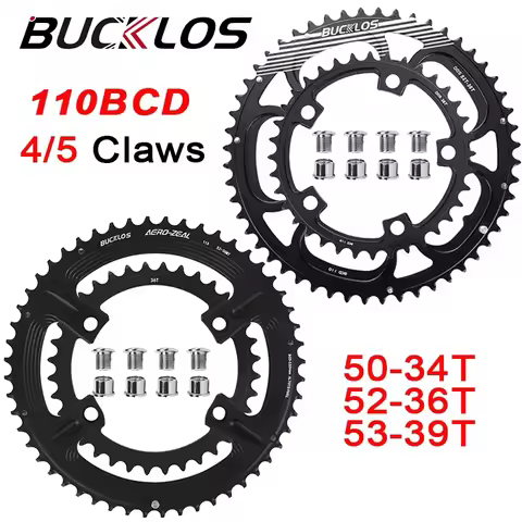 BUCKLOS Bicycle Chainwheel 110BCD Bike Crown Chain Ring Road Bike Double Chainring 50-34T 52-36T 53-