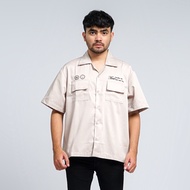 KEMEJA Mnst Workshirt | Short Shirt | Semi Boxy | Cream Cream | Vibes Vibes Vibes