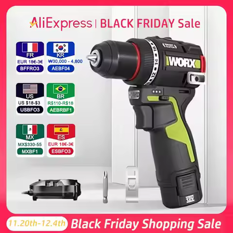 WORX WU135 Cordless Electric Drill 12V 50Nm 1800rpm Brushless Motor Electric Screwdriver Impact Dril