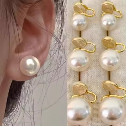 2pcs Pearl Ear Clip Earrings Fashion Without Ear Hole Earings Simple Ear Cuff Fake Piercing Fashion 