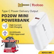 YOOBAO Power Bank Fast Charging PD Type C 20W Flight Travel Mini Powerbank 10000mAh Original MDPD20