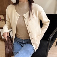 [HARPER] Light Luxury Gold Button Sweater Jacket | Chanel [JTE34305K]