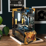 In stock Wooden DIY Book Nook Shelf Insert Miniature Kits Automotive Workshop Bookshelf Home Bookend