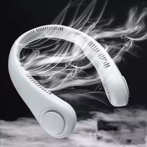 New Mini Neck Mounted Fan Portable Bladeless Neck Rechargeable Air Cooler 3 Speed Mini Summer Sports