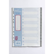 LIONFILE A4 12 tab Index Dividers 0.13mm PP Numbered