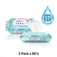 FIFFY EDI PURIFIED WATER BABY WIPES 2 X 80s