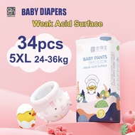 Endebao XXXXXL Diaper Pants 5XL 34Pcs Suit 24to36kg Fruit Series Weak Acid for Sensitive Baby