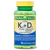 Spring Valley Vitamin K2 (90mcg) + D3 (5000ui) - Hỗ Trợ Sức Khoẻ Xương Khớp Tăng Cường Hệ Miễn Dịch 