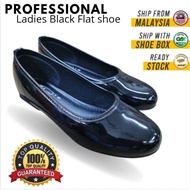 Kasut Sarung Kilat Hitam Rendah Wanita/shining black ladies flat shoe