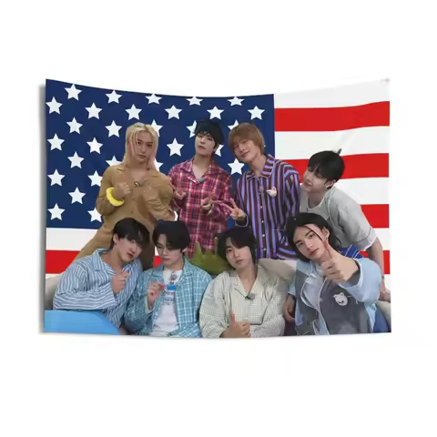 SKZ Members Pajamas American Flag SKZ Mountains SKZ Fan Gift Tapestry
