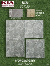 Keramik Lantai Kamar Mandi 30X30 KIA Morgins Grey Kesat KW1 Pekanbaru Riau, Motif Batu