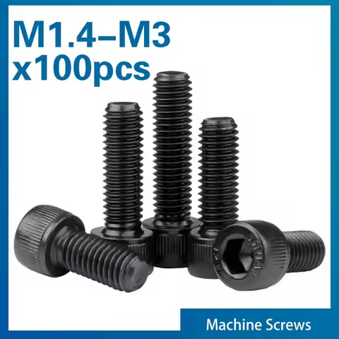 100pcs/lot Hexagon Allen Hex Socket Cup Head Screw Bolts M1.4 M1.6 M2 M2.5 M3 M4 Grade 12.9 Carbons 
