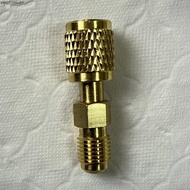 Brass R32 R454B Refrigerant Tank Adapter, 1/4 SAE Female to 1/4 Left Hand Male Thread Converter for 