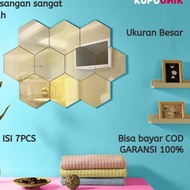 Serbuuu (content 7pcs) Mirror Wall Sticker Acrylic Hexagonal Mirror Wall Stickers Ly4 ^ ^