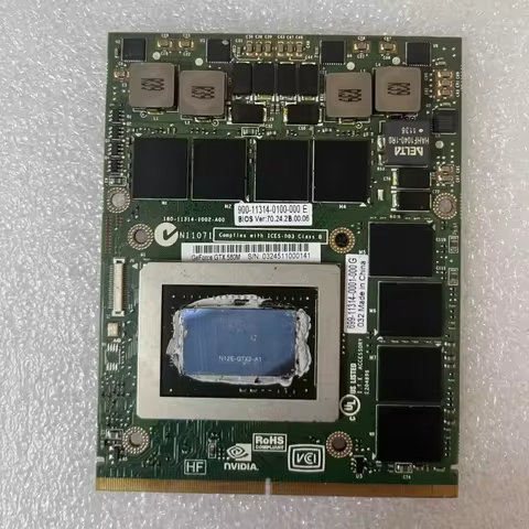 Original GTX580M GTX 580M GDDR5 2GB N12E-GTX2-A1 Graphics Video Display Card For Dell Alienware M17X