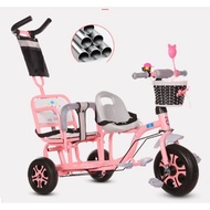 Basikal Dua Orang Kanak-Kanak Kids Twin Bicycle Double Bicycle Parent Handle Kids Bicycle Push Handl