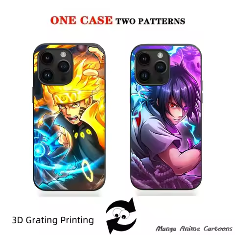 3D Grating Card Naruto Sasuke Phone Case for iPhone 16 15 14 13 11 12 17 Pro Max Plus Mini Air Raste