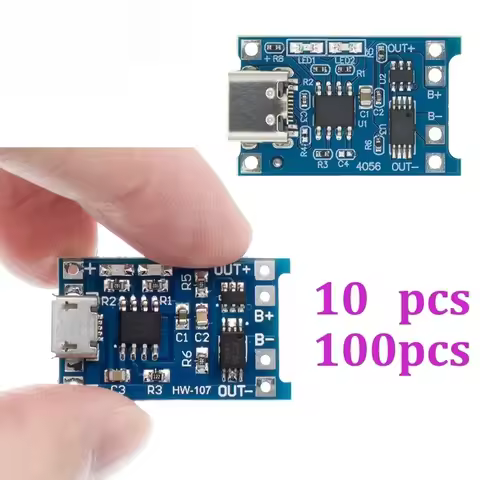 TP4056 +Protection Dual Functions 5V 1A Micro USB 18650 Lithium Battery Charging Board Charger Modul