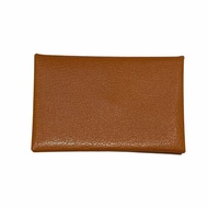 HERMES 愛馬仕 Calvi 山羊皮 卡片夾 棕色 銀釦
