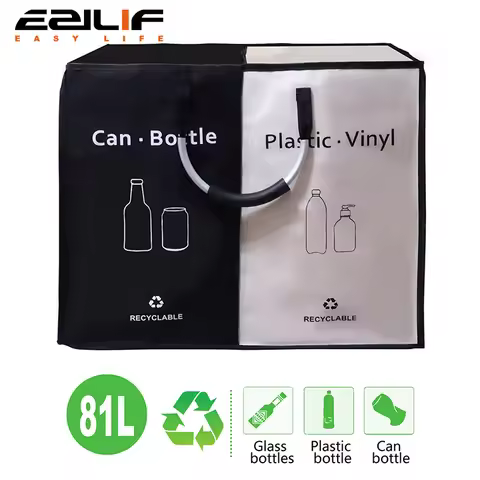Collector Bins with 2 Compartments 81L Recycling Bins Odor-Resistant Recycle Bin Indoor Bottle Hampe